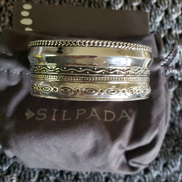 SOLD Silpada Sterling Silver Multi Pattern Wide Cuff B3424 - Picture 4 of 8
